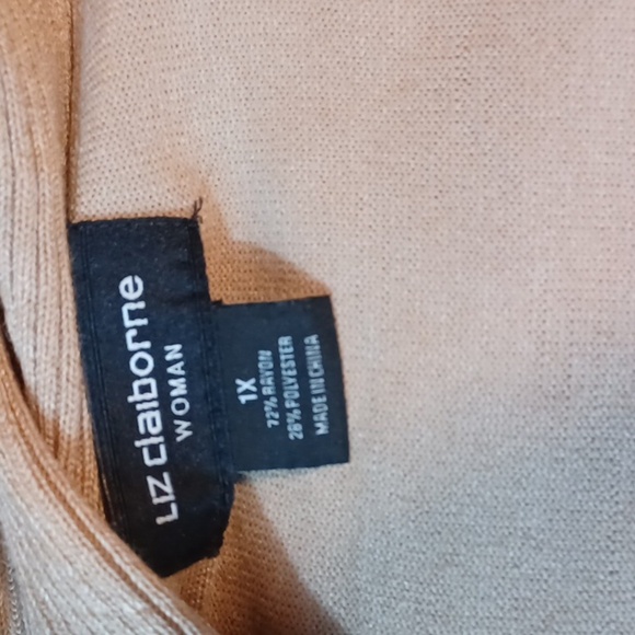 Y2K Liz Claiborne Tan Carnigan Soft Sweater NWT 1X - Picture 4 of 8